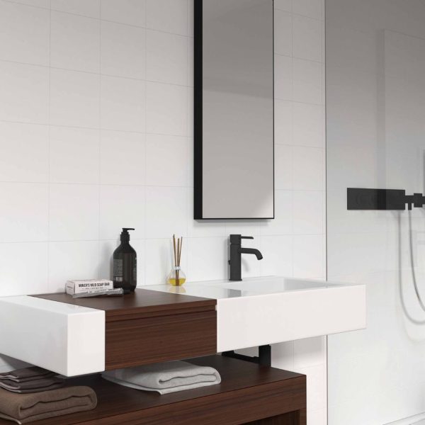 baños pequeños azulejos Blanco Brillo 25x50