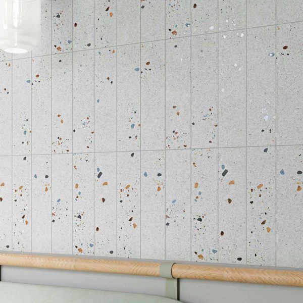 Azulejos Terrazo Baño 7.5x30(2) Terrazo Grey