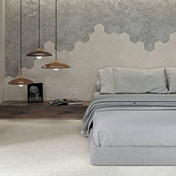 Azulejos hexagonales mate Arizona Beige 14x16 Custom Ivory Hexagonales Porcelánico 14x16 Mate