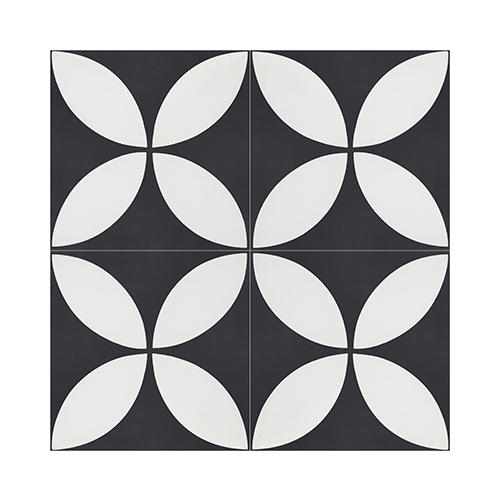 Negro Decorativo 20x20 | Baldosa Hidráulica Artesanal