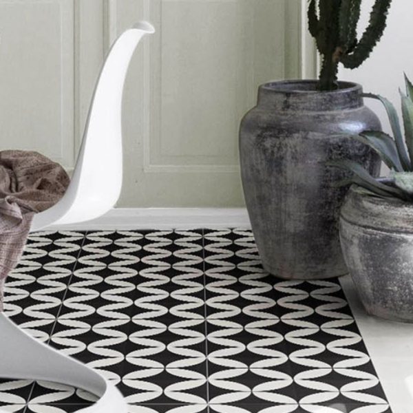 Negro decorativo 20X20-hidráulica artesanal negra