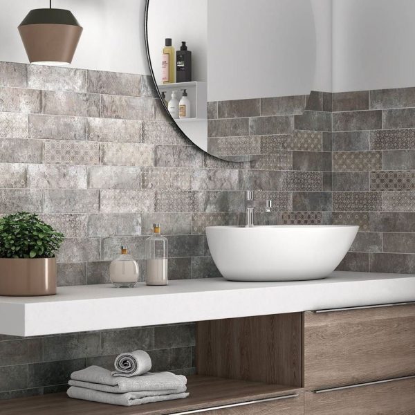 azulejos pared baño rústicos