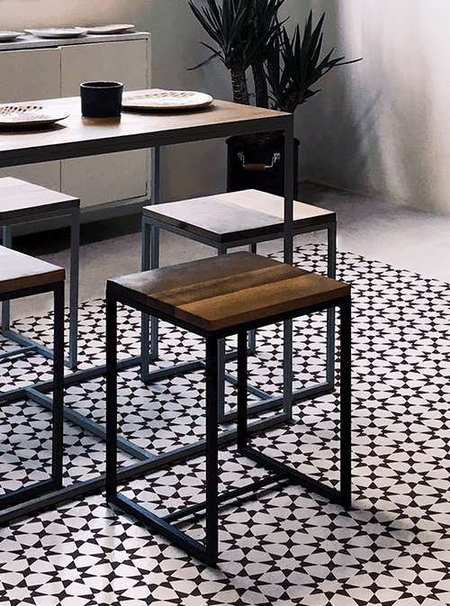 Baldosa hidráulica vintage negra-suelo hidráulico