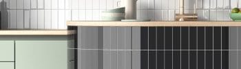 Ikon White es un azulejo porcelánico brillo tipo brick ideal para baño y cocina.