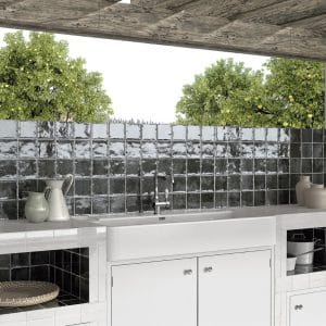 Azulejo Porcelánico Negro 12x12 Brillo