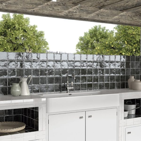Azulejo Porcelánico Negro 12x12 Brillo