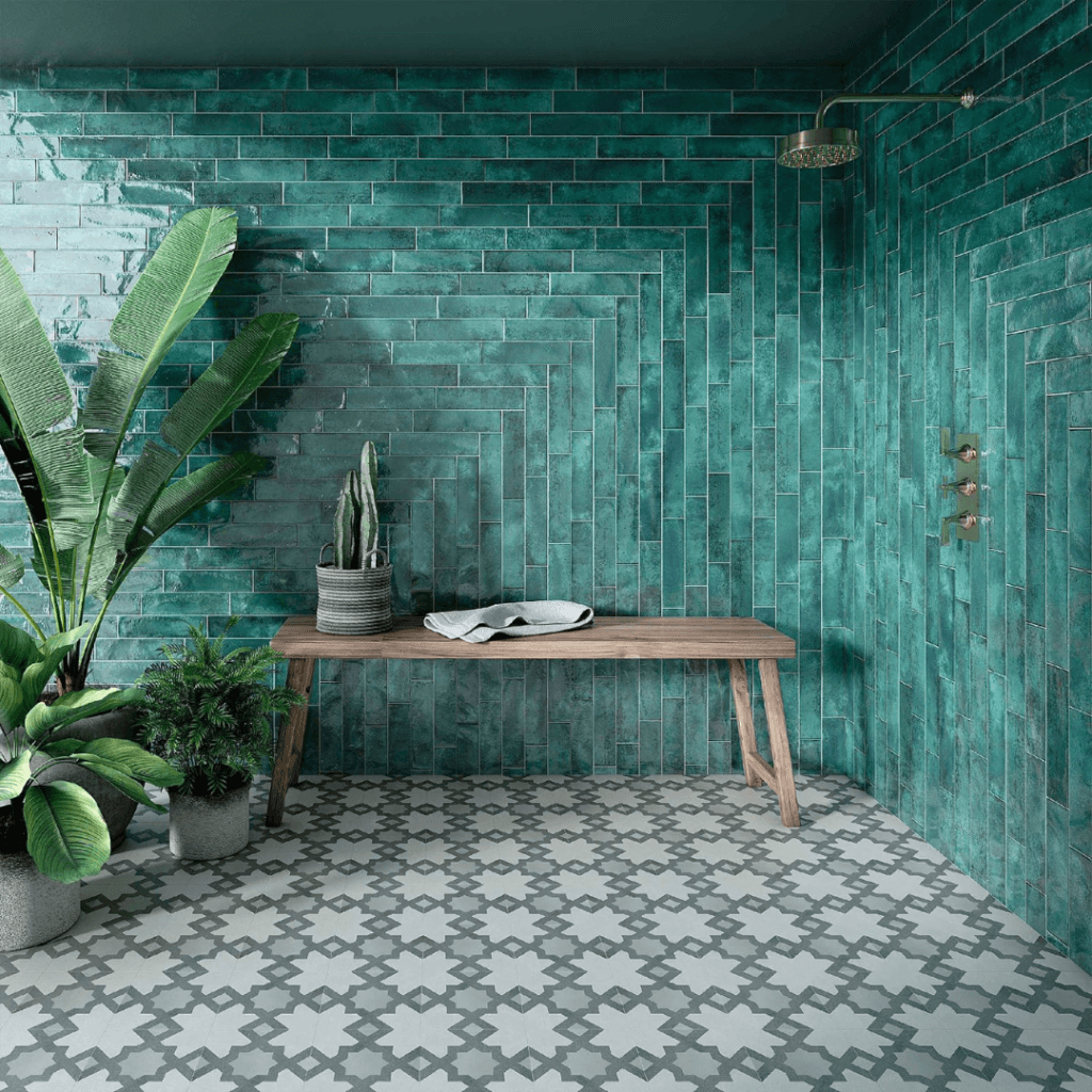 azulejo verde baño