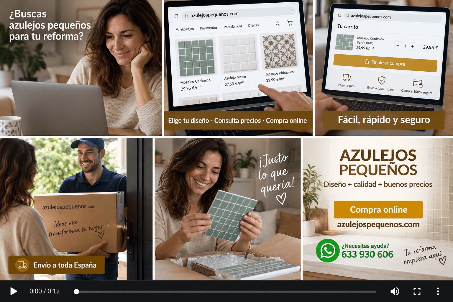 Cliente comprando azulejos pequeños online